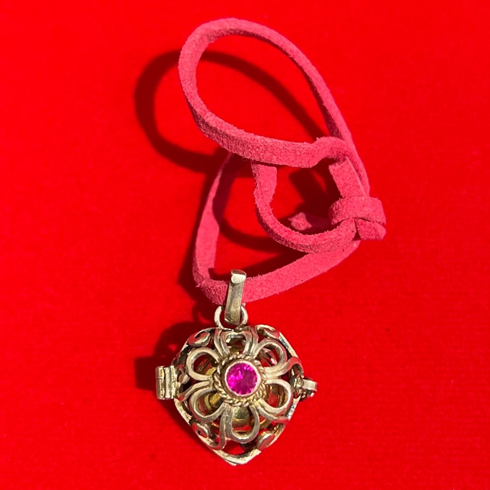 New Bali Gamelan silver Ruby  ball protection charm